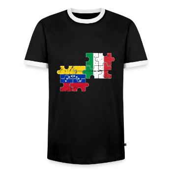 Venezuela Italy Flag Italians Venezuelans - Men's Ringer Shirt - black/white - Front - AI Model Female 172 light (172cm) & AI Model Male 178 light (178cm)
