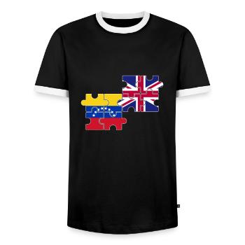 Venezuela Uk Flag British Venezuelan - Men's Ringer Shirt - black/white - Front - AI Model Female 172 light (172cm) & AI Model Male 178 light (178cm)