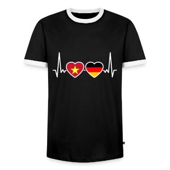Vietnam Deutschland Herzschlag Flagge Vietnamese - Männer Kontrast-T-Shirt - Schwarz/Weiß - Vorne - AI Model Female 172 light (172cm) & AI Model Male 178 light (178cm)