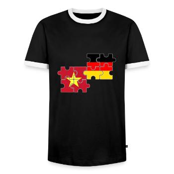 Vietnam Deutschland Flagge Deutsch Vietnamese - Männer Kontrast-T-Shirt - Schwarz/Weiß - Vorne - AI Model Female 172 light (172cm) & AI Model Male 178 light (178cm)