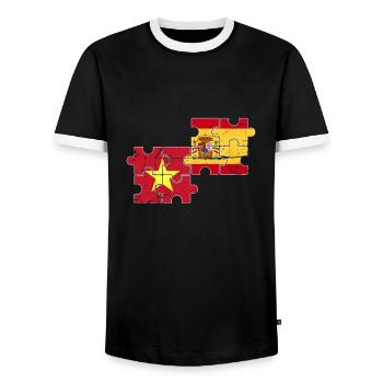 Vietnam Spanien Vintage Flagge Spanier Vietnamese - Männer Kontrast-T-Shirt - Schwarz/Weiß - Vorne - AI Model Female 172 light (172cm) & AI Model Male 178 light (178cm)