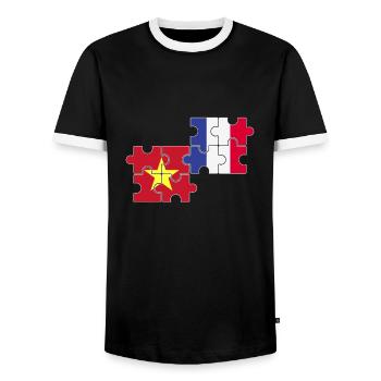 Vietnam Frankreich Flagge Franzose Vietnamese - Männer Kontrast-T-Shirt - Schwarz/Weiß - Vorne - AI Model Female 172 light (172cm) & AI Model Male 178 light (178cm)