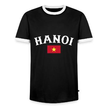 Hanoi Vietnam Vietnamesische Flagge Vietnamese - Männer Kontrast-T-Shirt - Schwarz/Weiß - Vorne - AI Model Female 172 light (172cm) & AI Model Male 178 light (178cm)