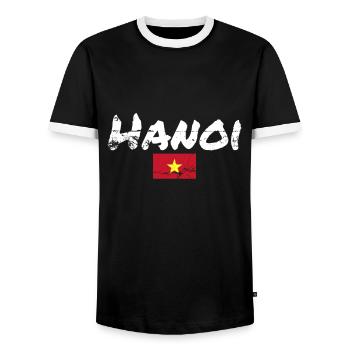 Hanoi Vietnam Vintage Vietnamesische Flagge - Männer Kontrast-T-Shirt - Schwarz/Weiß - Vorne - AI Model Female 172 light (172cm) & AI Model Male 178 light (178cm)