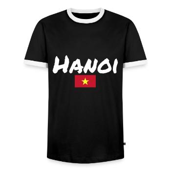 Hanoi Vietnam Vietnamesische Flagge Vietnamese - Männer Kontrast-T-Shirt - Schwarz/Weiß - Vorne - AI Model Female 172 light (172cm) & AI Model Male 178 light (178cm)