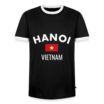 Hanoi Vietnam Vietnamesische Flagge Vietnamese - Männer Kontrast-T-Shirt - Schwarz/Weiß - Vorne - AI Model Female 172 light (172cm) & AI Model Male 178 light (178cm)