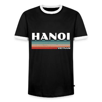 Hanoi Vietnam Vietnamesische Vietnamese - Männer Kontrast-T-Shirt - Schwarz/Weiß - Vorne - AI Model Female 172 light (172cm) & AI Model Male 178 light (178cm)