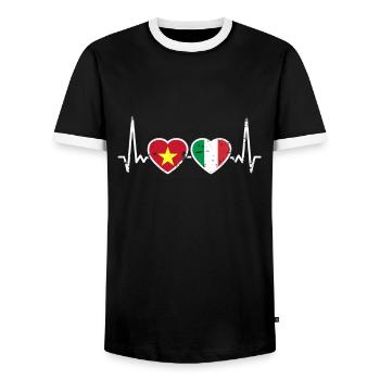 Vietnam Italien Herzschlag Flagge Vietnamese - Männer Kontrast-T-Shirt - Schwarz/Weiß - Vorne - AI Model Female 172 light (172cm) & AI Model Male 178 light (178cm)
