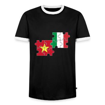 Vietnam Italien Flagge Italiener Vietnamese - Männer Kontrast-T-Shirt - Schwarz/Weiß - Vorne - AI Model Female 172 light (172cm) & AI Model Male 178 light (178cm)