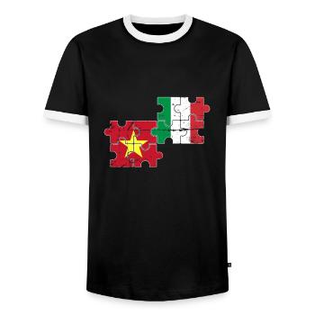 Vietnam Italien Vintage Flagge Vietnamese - Männer Kontrast-T-Shirt - Schwarz/Weiß - Vorne - AI Model Female 172 light (172cm) & AI Model Male 178 light (178cm)
