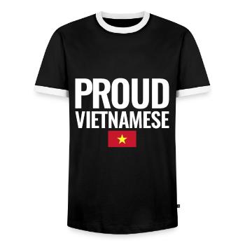 Proud Vietnamese Vietnam Vietnamesische Flagge - Männer Kontrast-T-Shirt - Schwarz/Weiß - Vorne - AI Model Female 172 light (172cm) & AI Model Male 178 light (178cm)