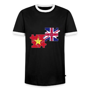 Vietnam UK Flagge Brite Vietnamese - Männer Kontrast-T-Shirt - Schwarz/Weiß - Vorne - AI Model Female 172 light (172cm) & AI Model Male 178 light (178cm)