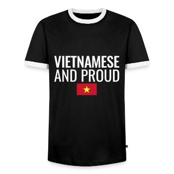 Vietnamese And Proud Vietnam Vietnamesische Flagge - Männer Kontrast-T-Shirt - Schwarz/Weiß - Vorne - AI Model Female 172 light (172cm) & AI Model Male 178 light (178cm)