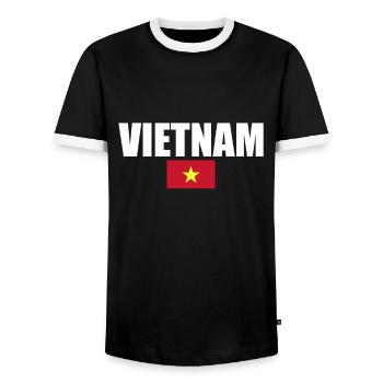 Vietnam Vietnamesische Flagge Vietnamese - Männer Kontrast-T-Shirt - Schwarz/Weiß - Vorne - AI Model Female 172 light (172cm) & AI Model Male 178 light (178cm)