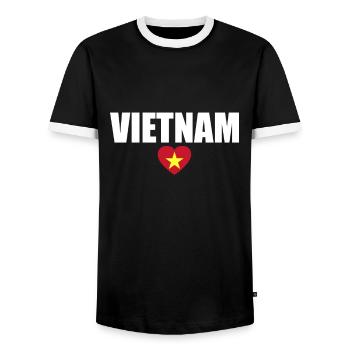 Vietnam Vietnamesische Flagge Vietnamese - Männer Kontrast-T-Shirt - Schwarz/Weiß - Vorne - AI Model Female 172 light (172cm) & AI Model Male 178 light (178cm)