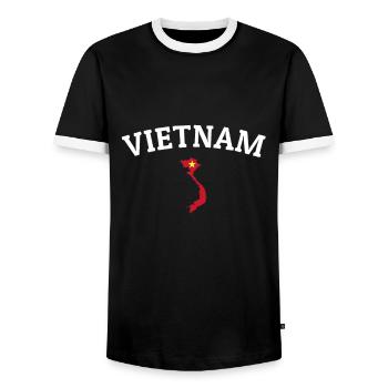 Vietnam Karte Vietnamesische Flagge Vietnamese - Männer Kontrast-T-Shirt - Schwarz/Weiß - Vorne - AI Model Female 172 light (172cm) & AI Model Male 178 light (178cm)
