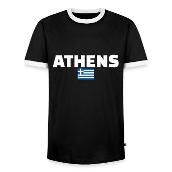 Athènes Grèce Drapeau grec Grec - T-shirt contrasté Homme - noir/blanc - Devant - AI Model Female 172 light (172cm) & AI Model Male 178 light (178cm)