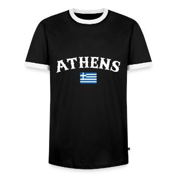 Athènes Grèce Drapeau grec Grec - T-shirt contrasté Homme - noir/blanc - Devant - AI Model Female 172 light (172cm) & AI Model Male 178 light (178cm)