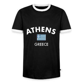 Athènes Grèce Drapeau grec Grec - T-shirt contrasté Homme - noir/blanc - Devant - AI Model Female 172 light (172cm) & AI Model Male 178 light (178cm)