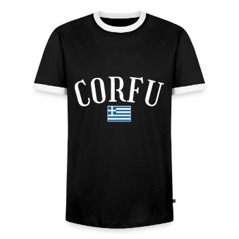 Corfou Grèce Drapeau grec Grec - T-shirt contrasté Homme - noir/blanc - Devant - AI Model Female 172 light (172cm) & AI Model Male 178 light (178cm)