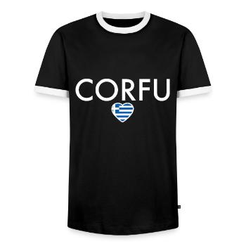 Corfou Grèce Drapeau grec Grec - T-shirt contrasté Homme - noir/blanc - Devant - AI Model Female 172 light (172cm) & AI Model Male 178 light (178cm)