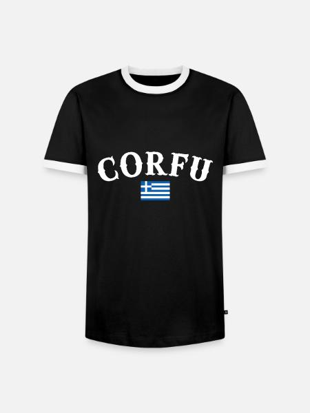 Korfu Hellas gresk flagg gresk - Kontrast-T-skjorte for menn - svart/hvit
