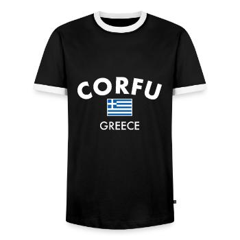 Corfou Grèce Drapeau grec Grec - T-shirt contrasté Homme - noir/blanc - Devant - AI Model Female 172 light (172cm) & AI Model Male 178 light (178cm)