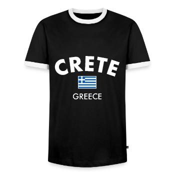 Crete Greece Greek Flag Greek - Men's Ringer Shirt - black/white - Front - AI Model Female 172 light (172cm) & AI Model Male 178 light (178cm)