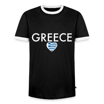 Grèce Grèce Drapeau grec Grec - T-shirt contrasté Homme - noir/blanc - Devant - AI Model Female 172 light (172cm) & AI Model Male 178 light (178cm)