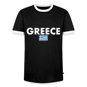 Grèce Grèce Drapeau grec Grec - T-shirt contrasté Homme - noir/blanc - Devant - AI Model Female 172 light (172cm) & AI Model Male 178 light (178cm)