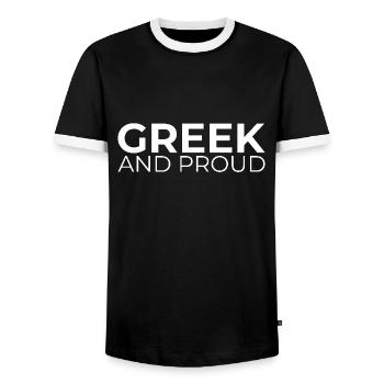 Grec et fière Grèce Grec - T-shirt contrasté Homme - noir/blanc - Devant - AI Model Female 172 light (172cm) & AI Model Male 178 light (178cm)