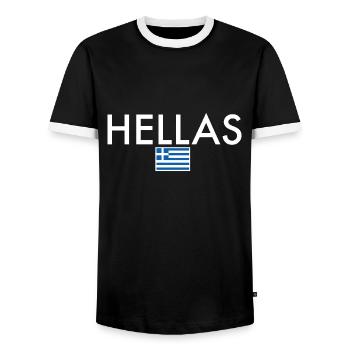 Hellas Grèce Drapeau grec Grec - T-shirt contrasté Homme - noir/blanc - Devant - AI Model Female 172 light (172cm) & AI Model Male 178 light (178cm)