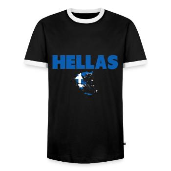 Hellas Greece Map Greek Flag - Men's Ringer Shirt - black/white - Front - AI Model Female 172 light (172cm) & AI Model Male 178 light (178cm)