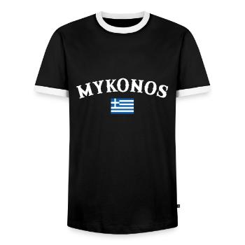 Mykonos Grèce Drapeau grec Grec - T-shirt contrasté Homme - noir/blanc - Devant - AI Model Female 172 light (172cm) & AI Model Male 178 light (178cm)