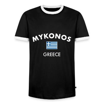 Mykonos Grèce Drapeau grec Grec - T-shirt contrasté Homme - noir/blanc - Devant - AI Model Female 172 light (172cm) & AI Model Male 178 light (178cm)