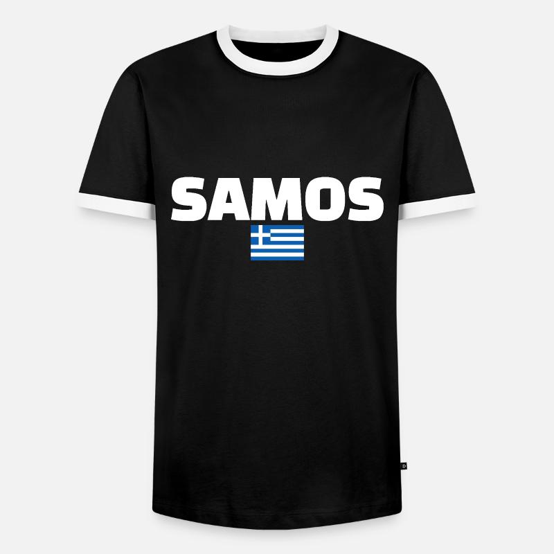 Samos Grèce Drapeau grec Grec - T-shirt contrasté Homme - noir/blanc