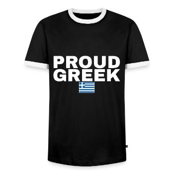 Fier grec Grèce Drapeau grec - T-shirt contrasté Homme - noir/blanc - Devant - AI Model Female 172 light (172cm) & AI Model Male 178 light (178cm)