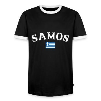 Samos Grèce Drapeau grec Grec - T-shirt contrasté Homme - noir/blanc - Devant - AI Model Female 172 light (172cm) & AI Model Male 178 light (178cm)