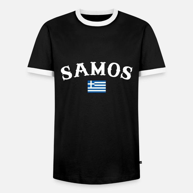 Samos Grèce Drapeau grec Grec - T-shirt contrasté Homme - noir/blanc