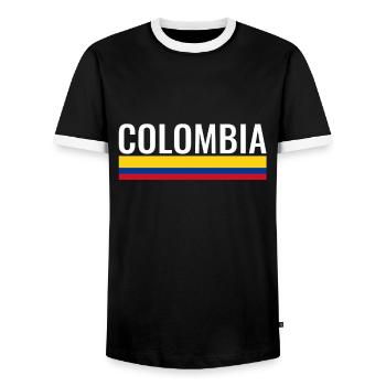 Colombia Colombia Colombian Flag - Men's Ringer Shirt - black/white - Front - AI Model Female 172 light (172cm) & AI Model Male 178 light (178cm)