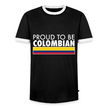 Proud To Be Colombian Colombia Flag - Men's Ringer Shirt - black/white - Front - AI Model Female 172 light (172cm) & AI Model Male 178 light (178cm)