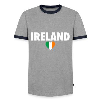 Ireland Irland Irische Flagge Stolzer Ire - Männer Kontrast-T-Shirt - Grau/Navy  - Vorne - AI Model Female 172 light (172cm) & AI Model Male 178 light (178cm)