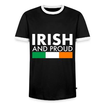 Irish And Proud Ireland Irish Flag Proud Irishman - Men's Ringer Shirt - black/white - Front - AI Model Female 172 light (172cm) & AI Model Male 178 light (178cm)