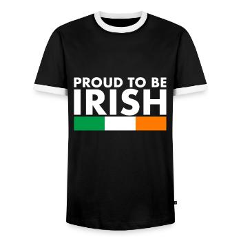 Proud To Be Irish Ireland Irish Flag - Men's Ringer Shirt - black/white - Front - AI Model Female 172 light (172cm) & AI Model Male 178 light (178cm)