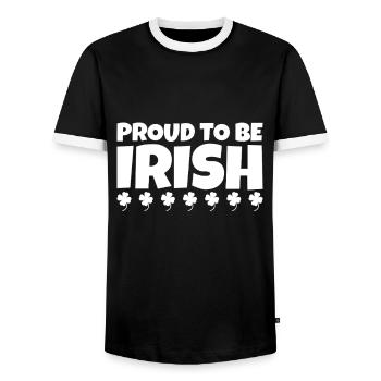 Proud To Be Irish Ireland Irish Shamrock - Men's Ringer Shirt - black/white - Front - AI Model Female 172 light (172cm) & AI Model Male 178 light (178cm)