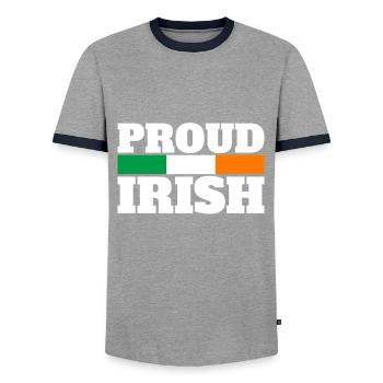 Proud Irish Irland Irische Flagge Stolzer Ire - Männer Kontrast-T-Shirt - Grau/Navy  - Vorne - AI Model Female 172 light (172cm) & AI Model Male 178 light (178cm)