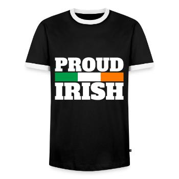 Proud Irish Ireland Irish Flag Proud Irishman - Men's Ringer Shirt - black/white - Front - AI Model Female 172 light (172cm) & AI Model Male 178 light (178cm)