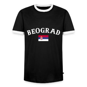 Belgrade Belgrade Serbie Drapeau serbe Serbie - T-shirt contrasté Homme - noir/blanc - Devant - AI Model Female 172 light (172cm) & AI Model Male 178 light (178cm)