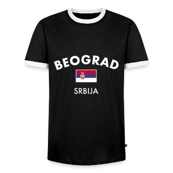 Belgrade Belgrade Serbie Serbie Drapeau - T-shirt contrasté Homme - noir/blanc - Devant - AI Model Female 172 light (172cm) & AI Model Male 178 light (178cm)