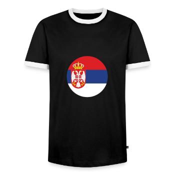 Serbia Serbian Flag Proud Serb - Men's Ringer Shirt - black/white - Front - AI Model Female 172 light (172cm) & AI Model Male 178 light (178cm)